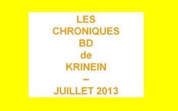 Les sorties BD de Juillet 2013 chroniquées par KRINEIN