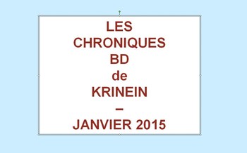 Les sorties BD de Janvier 2015 chroniquées par KRINEIN