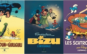 Intégrales Dupuis : Les schtroumpfs n°4, Boulouloum et Guiliguili n°2, Bizu n°2