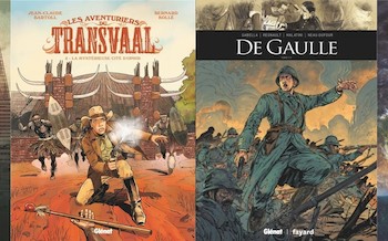 Glénat : Les aventuriers du Transvaal T2, Colonisation T4, Oliver Page et les tueurs de temps T2, De Gaulle T1