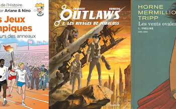 Dupuis : Le vents ovales T1, Outlaws T2, Le fil de l'histoire (Les JO), Marécages T2