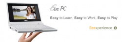 Le EEE PC, son slogan et une main