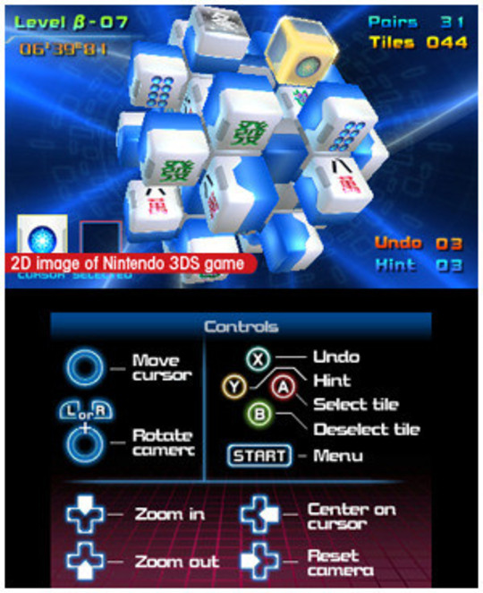 Un peu de casual gaming pour la 3DS : Mahjong Cub3D