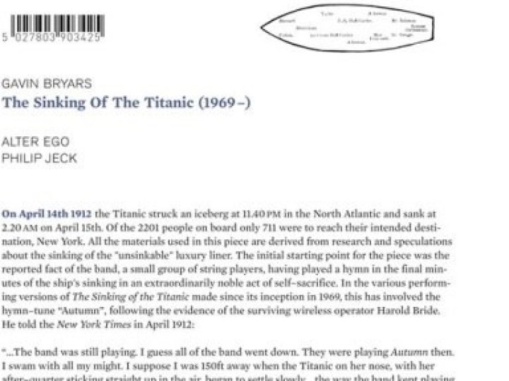 Bryars (Gavin) - The Sinking Of The Titanic [1969 - ]
